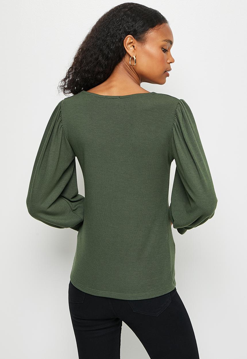 edit - Texture balloon sleeve tee - fatigue