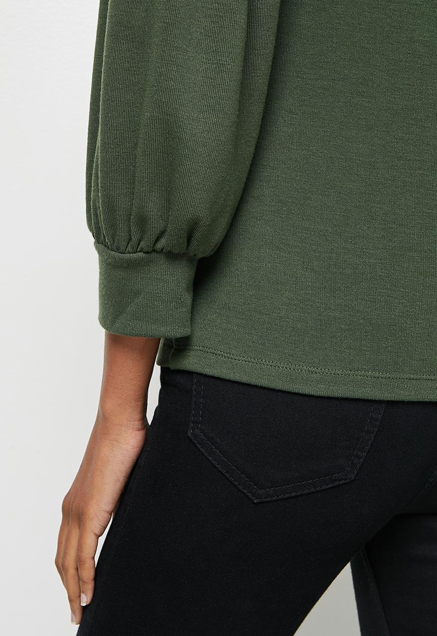 edit - Texture balloon sleeve tee - fatigue