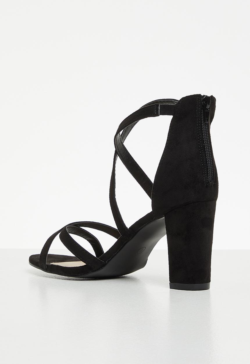 Jada - Barely there vamp toe heel - black