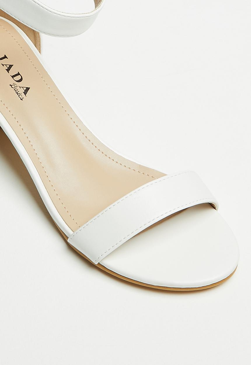 Jada - Barly there ankle strap block heel - white
