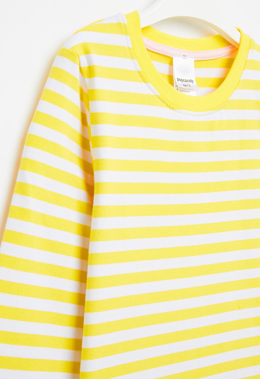 Pop Candy - Girls stripe dress - yellow & white
