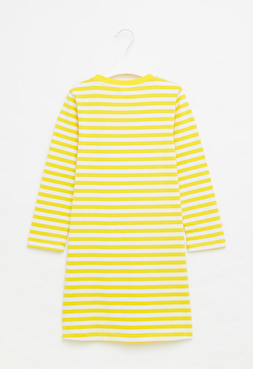 Pop Candy - Girls stripe dress - yellow & white