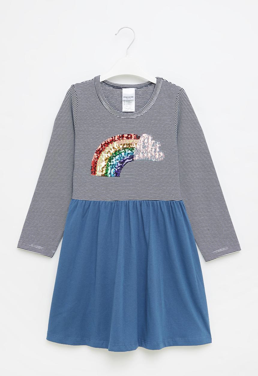 Pop Candy - Girls rainbow dress - navy