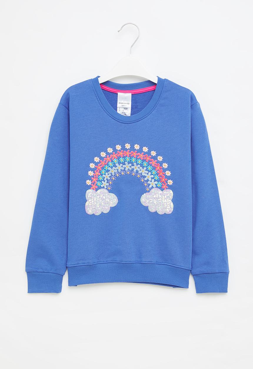 Pop Candy - Girls rainbow sweatshirt - blue