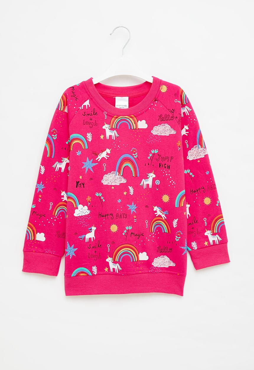 Pop Candy - Girls rainbow & unicorn sweatshirt - pink