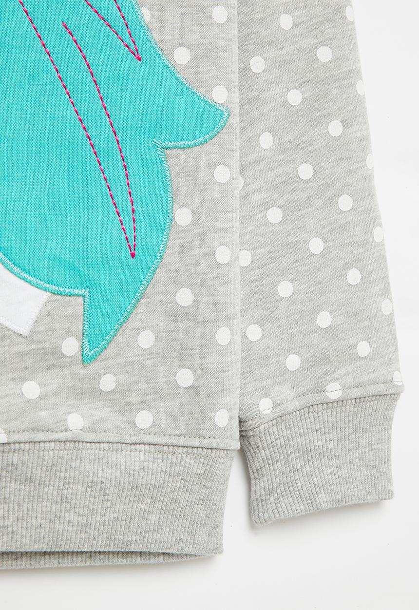 Pop Candy - Girls polka dot unicorn sweatshirt - grey