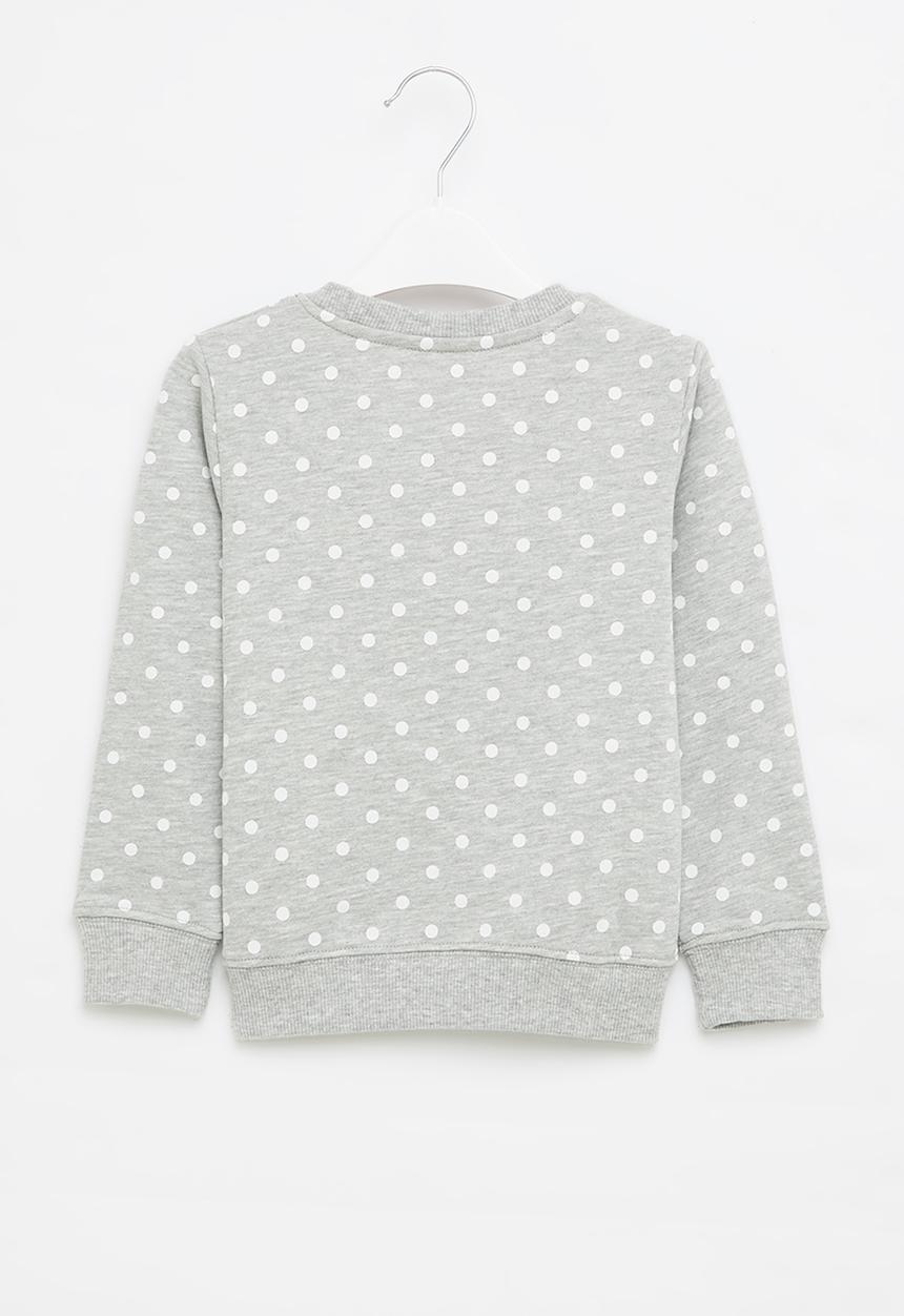 Pop Candy - Girls polka dot unicorn sweatshirt - grey