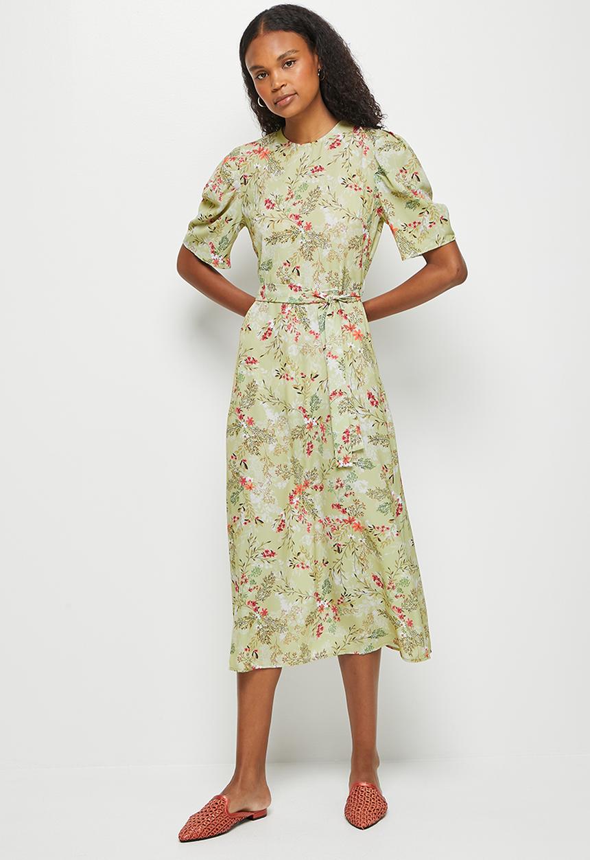 edit - Puff sleeve fit & flare maxi - soft blossom