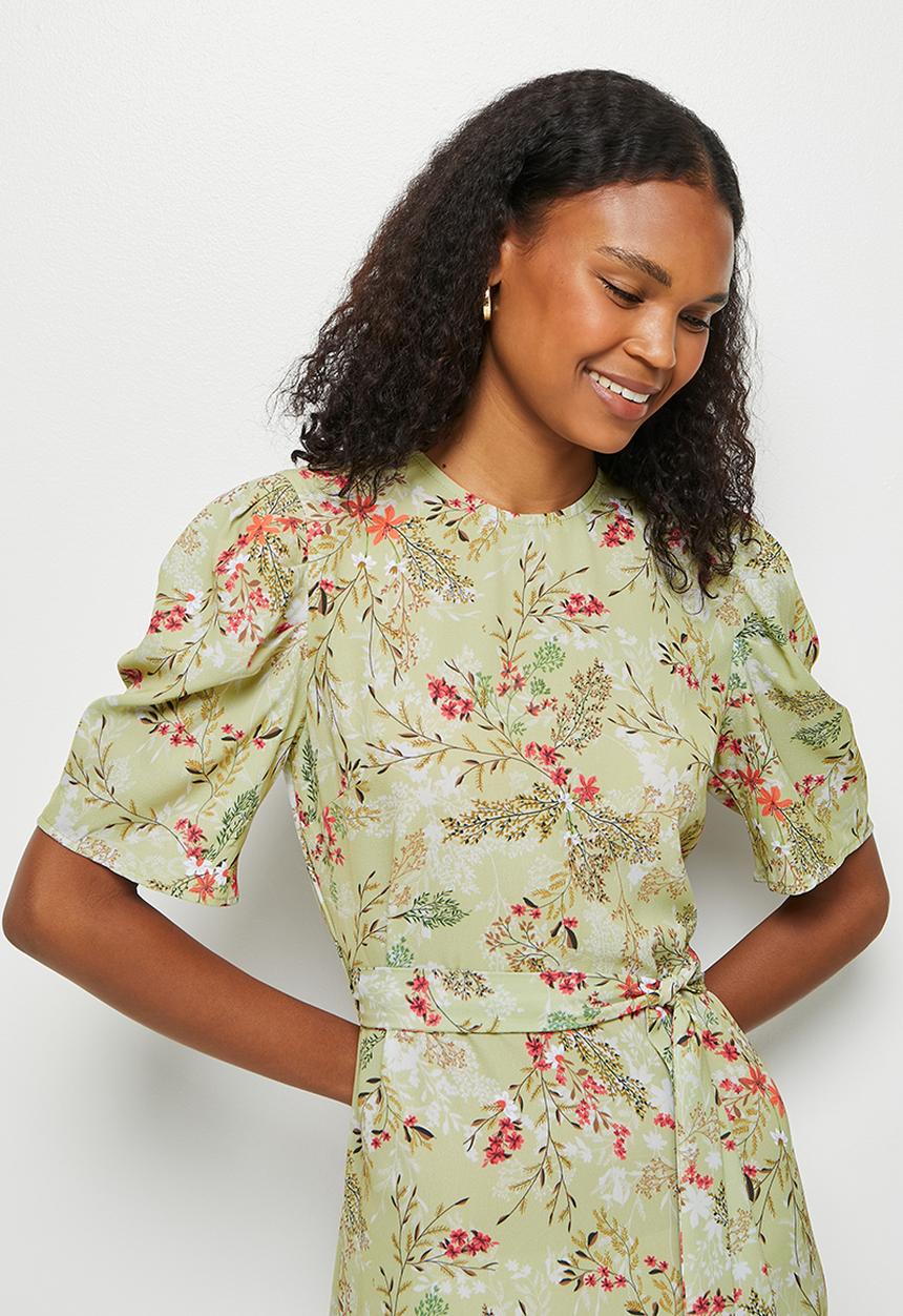 edit - Puff sleeve fit & flare maxi - soft blossom