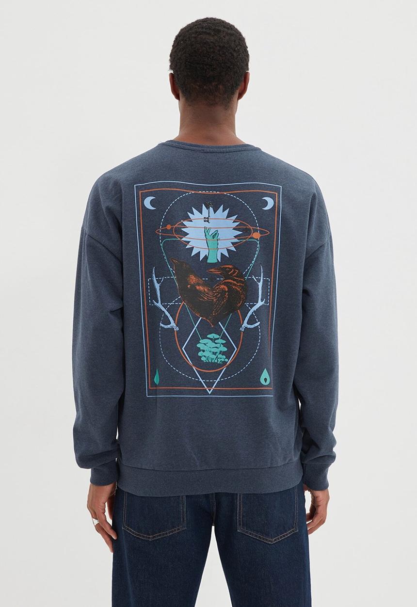 Trendyol - Birds back printed sweater - indigo