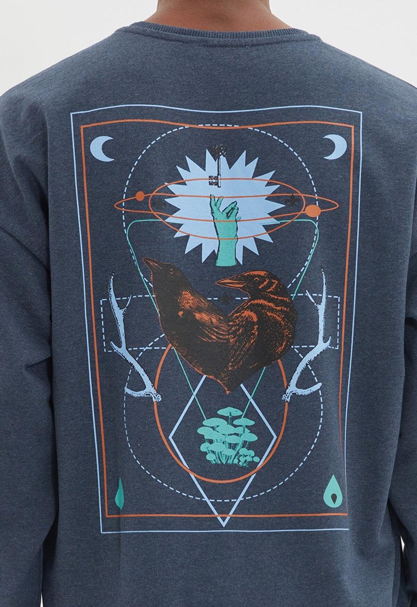 Trendyol - Birds back printed sweater - indigo