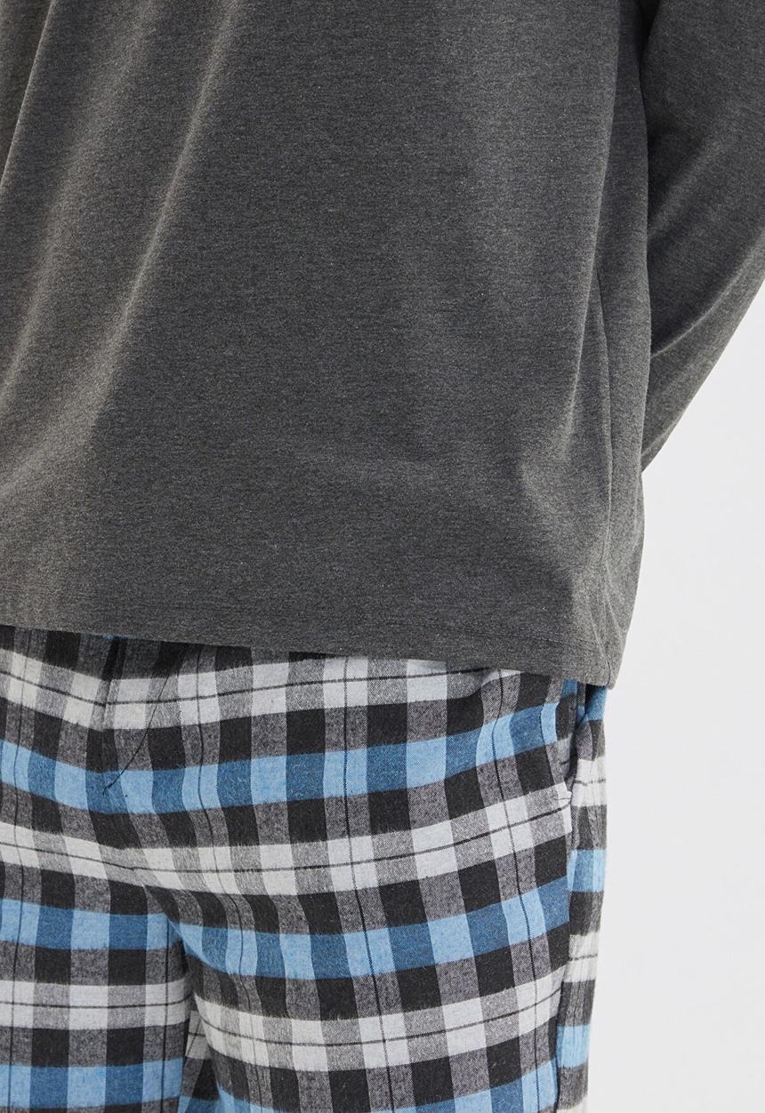 Trendyol - Check pants sleep set - anthracite & blue check