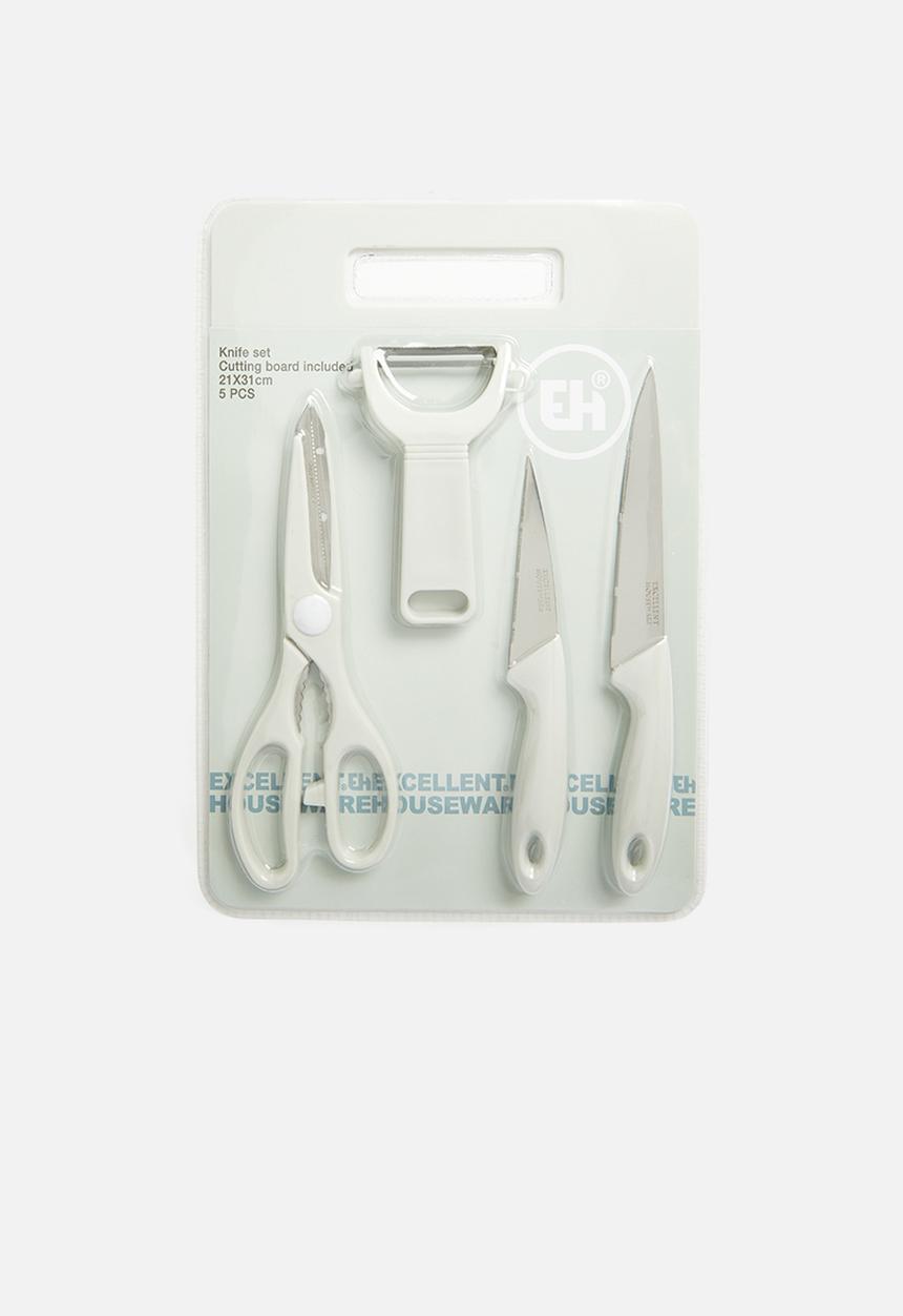Excellent Houseware - 5 piece kitchen utensil set - white