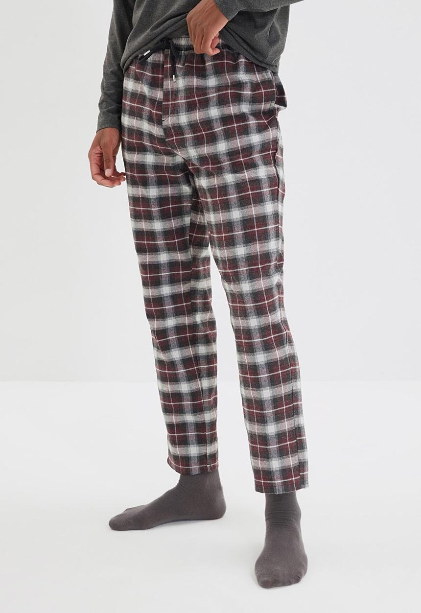 Trendyol - Check pants sleep set - anthracite/red check