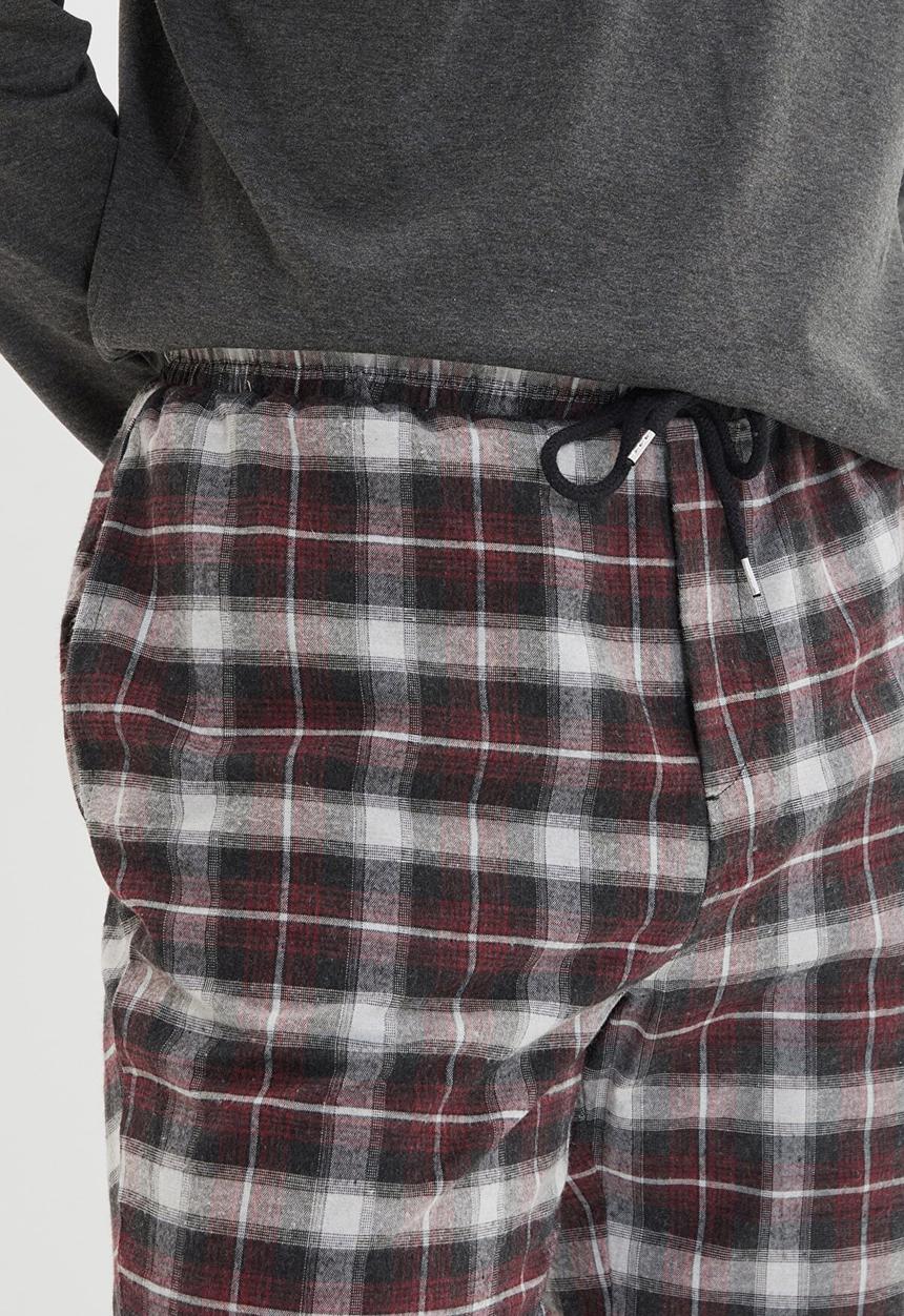 Trendyol - Check pants sleep set - anthracite/red check