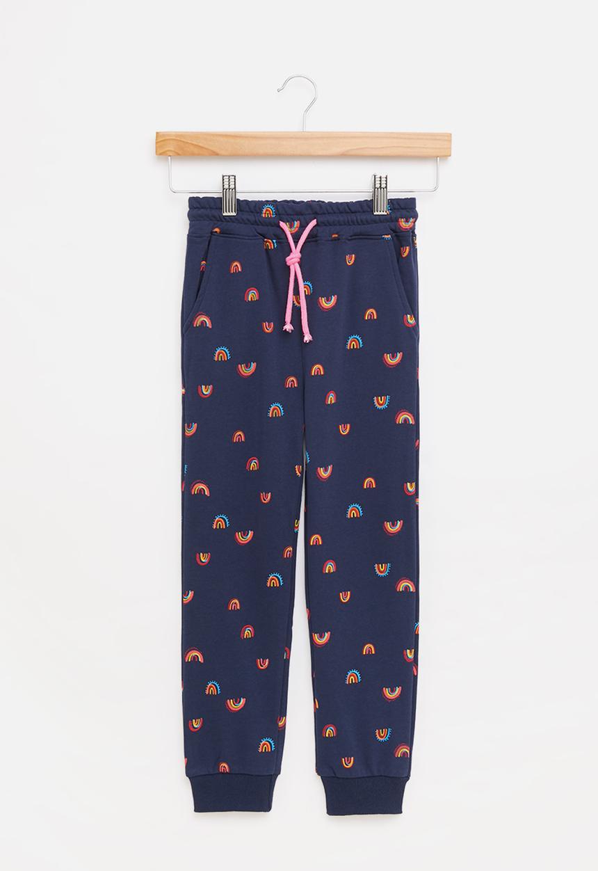Pop Candy - Girls rainbow jogger - navy
