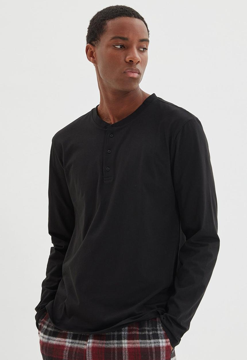 Trendyol - Check pants sleep set - black