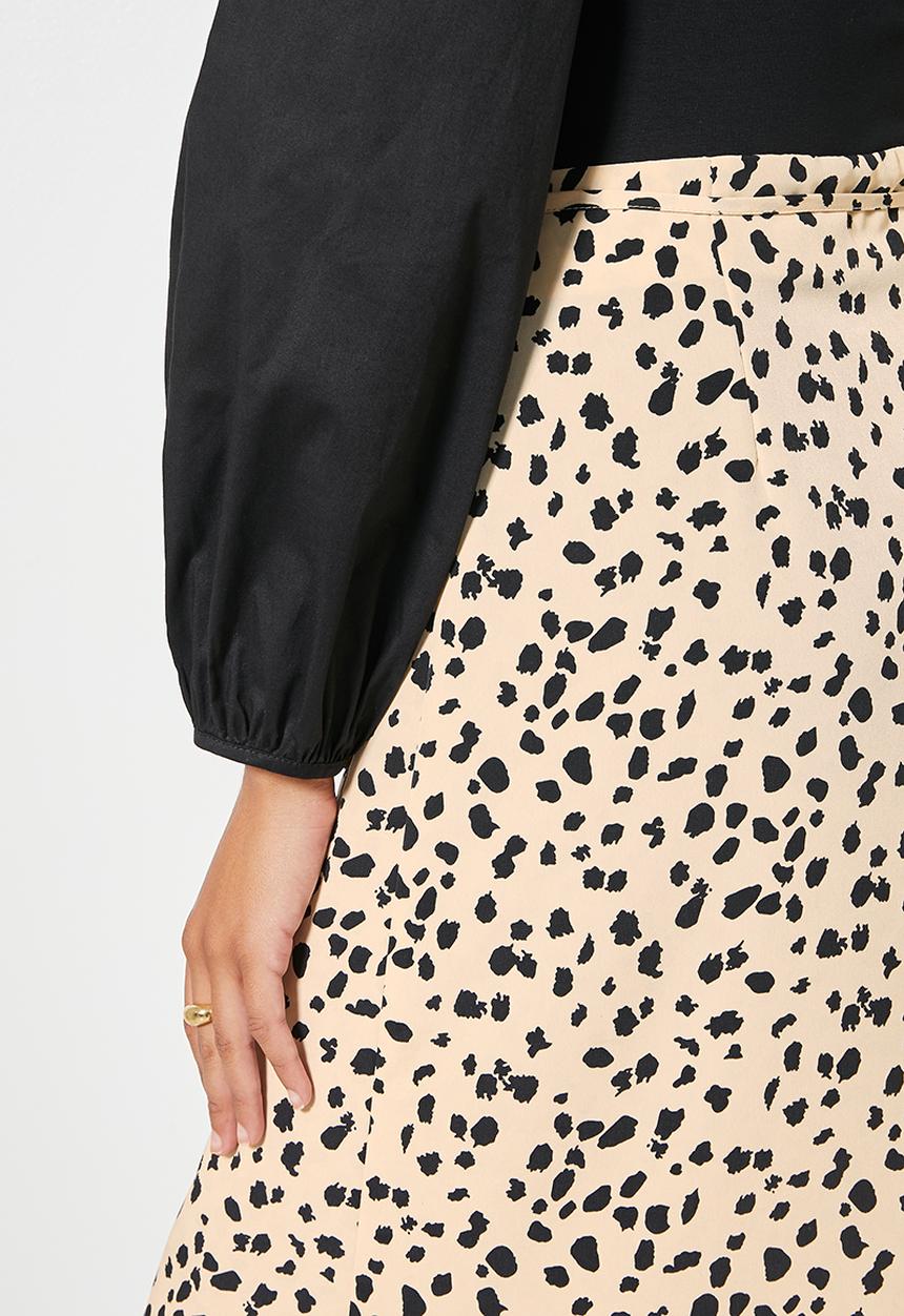 VELVET - Satin wrap midi skirt - sand & black