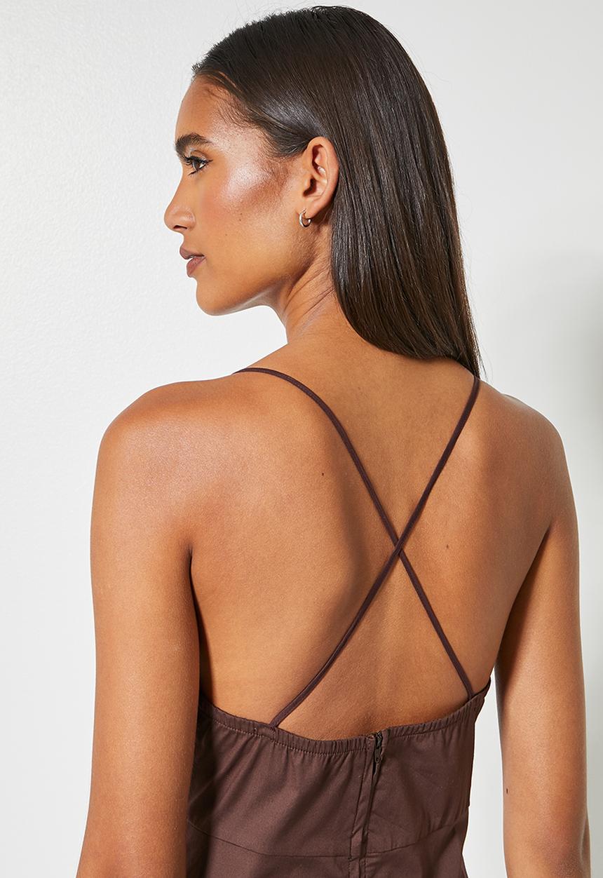 Superbalist - Straightneck fit & flare - dark choc