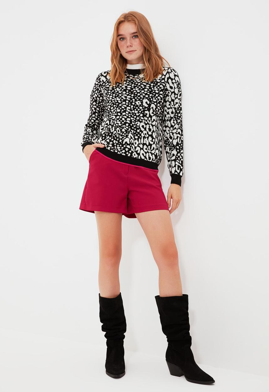 Trendyol - Crew jacquard knit cardigan - black