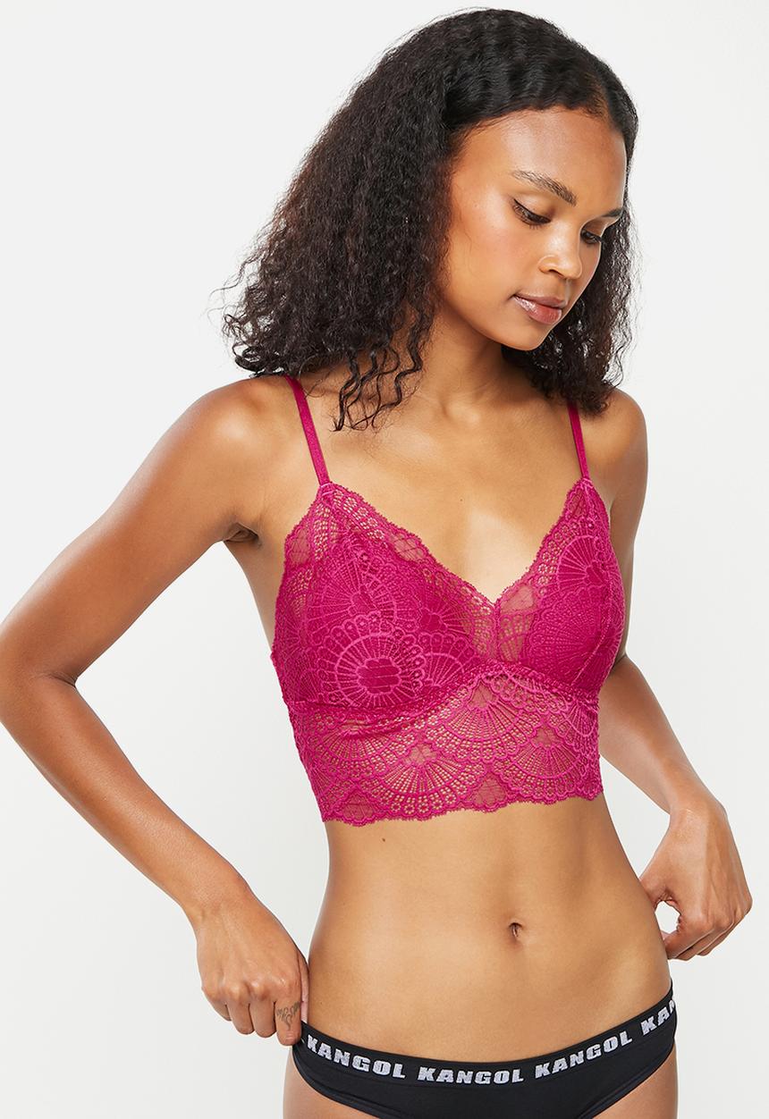 KANGOL - Lace bralette - neon pink