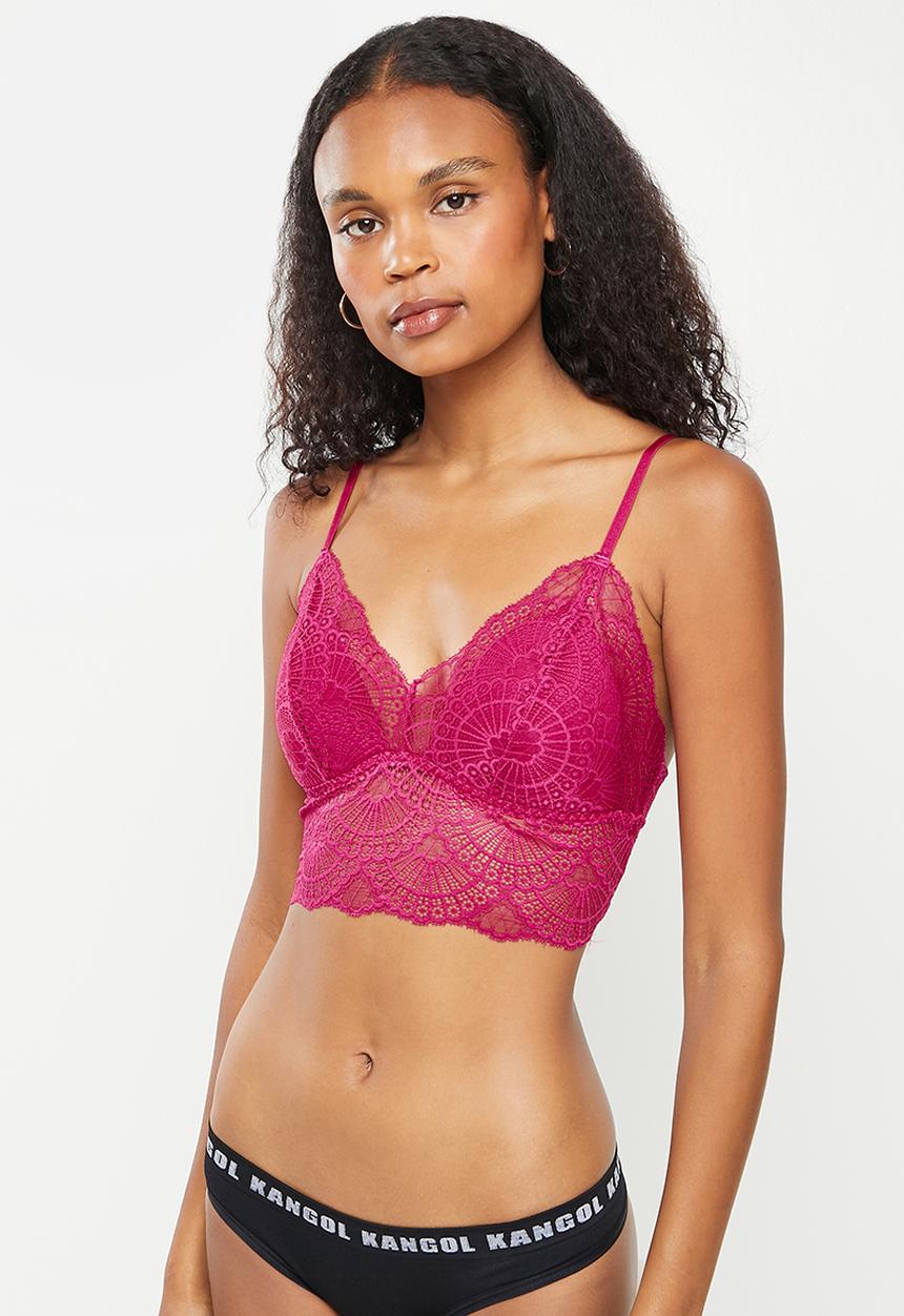 KANGOL - Lace bralette - neon pink