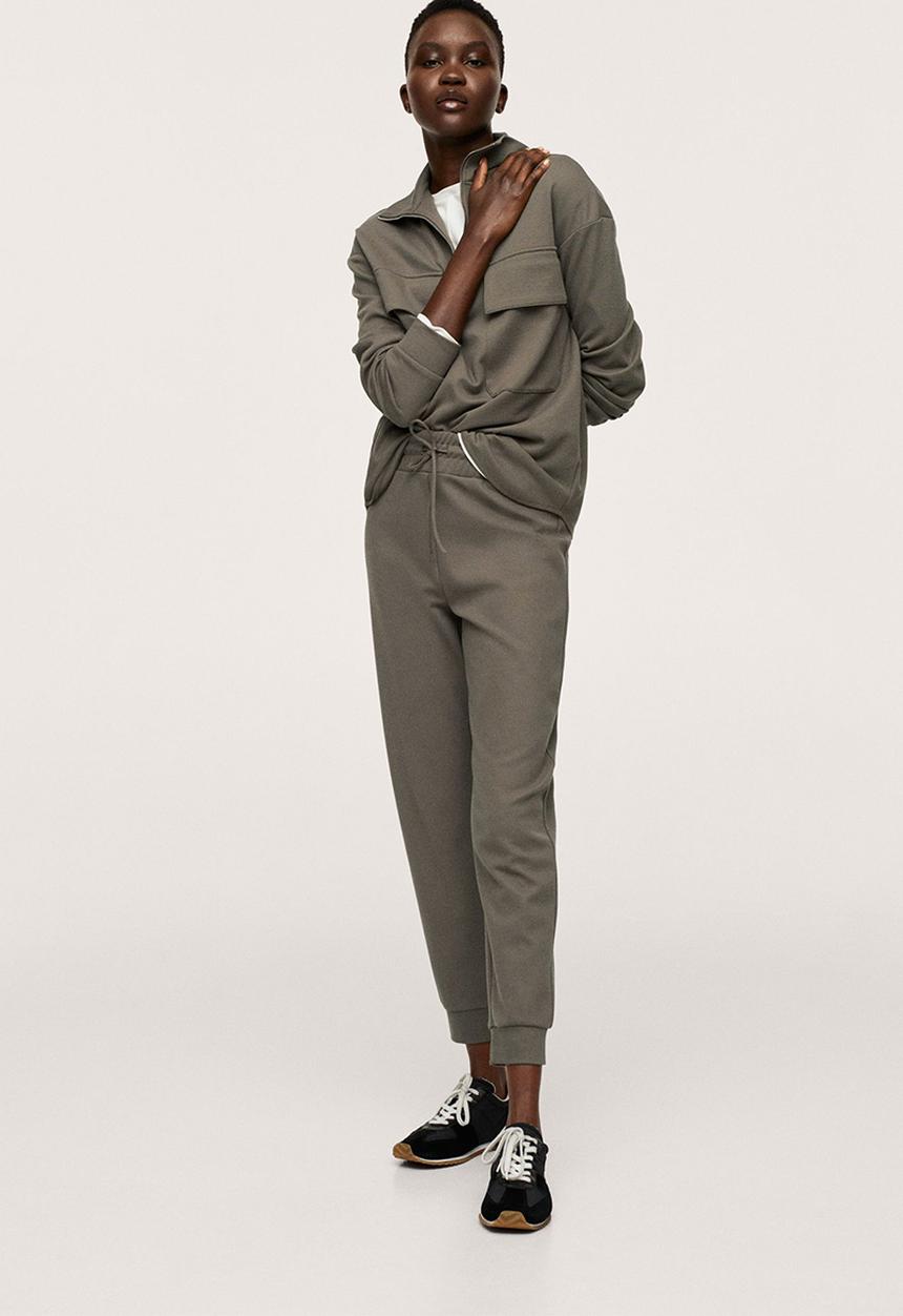 MANGO - Trousers pique - khaki