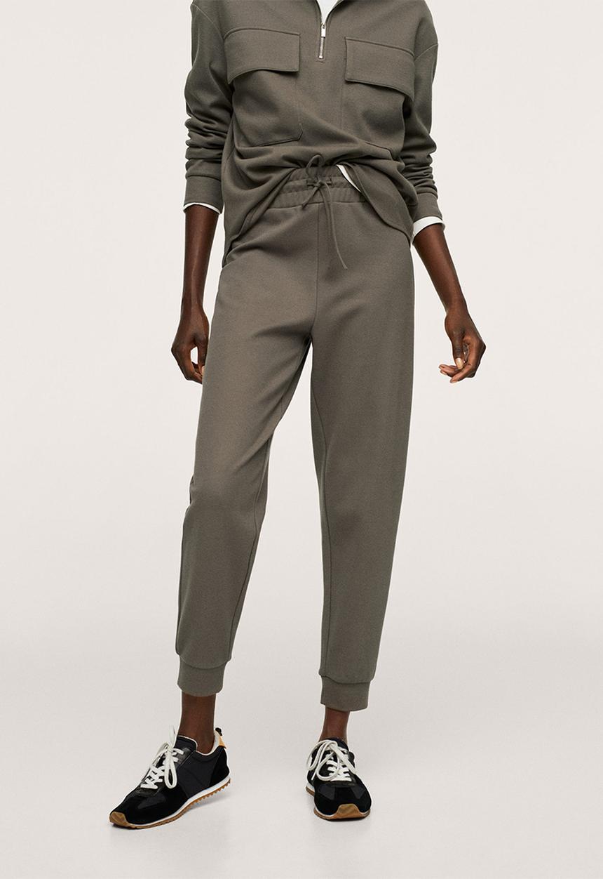 MANGO - Trousers pique - khaki