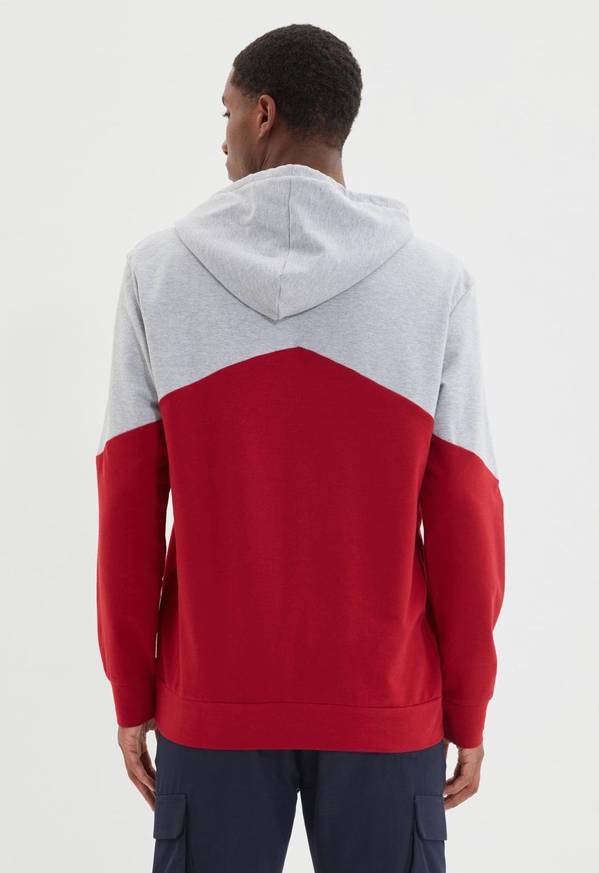 Trendyol - Colour block hoodie - grey & red