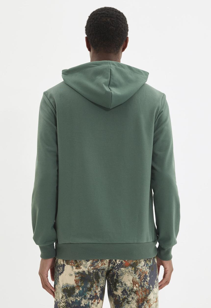 Trendyol - Printed pullover hoodie - green