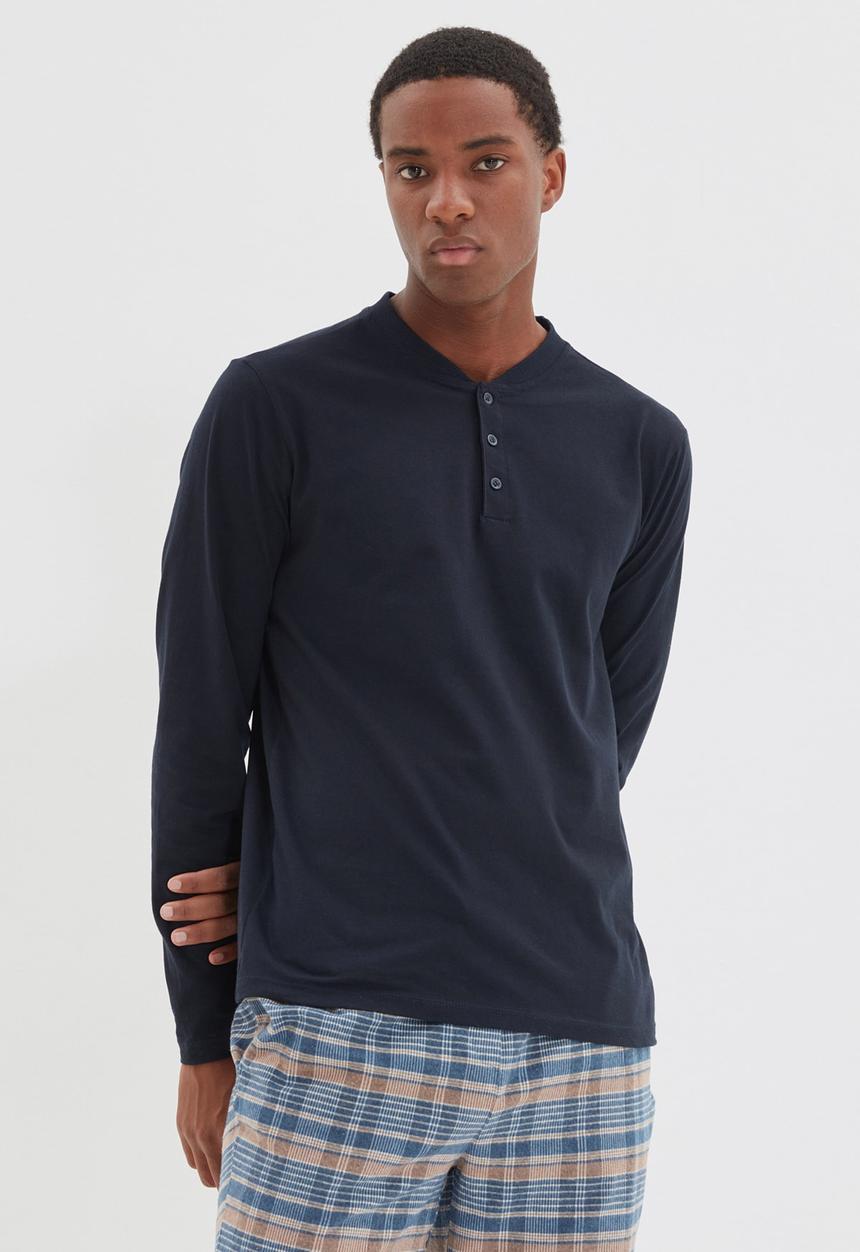 Trendyol - Check pants sleep set - navy & blue