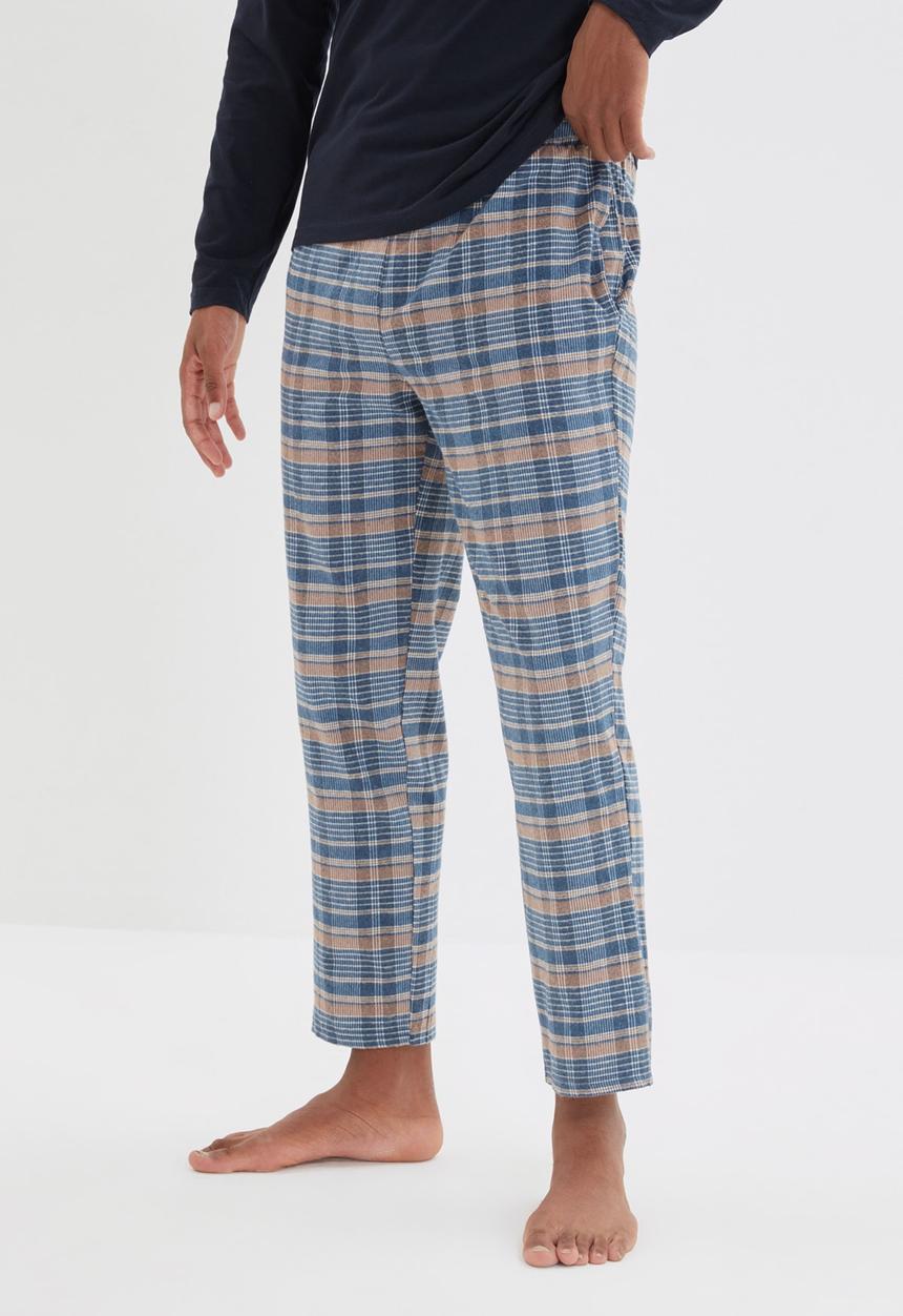 Trendyol - Check pants sleep set - navy & blue