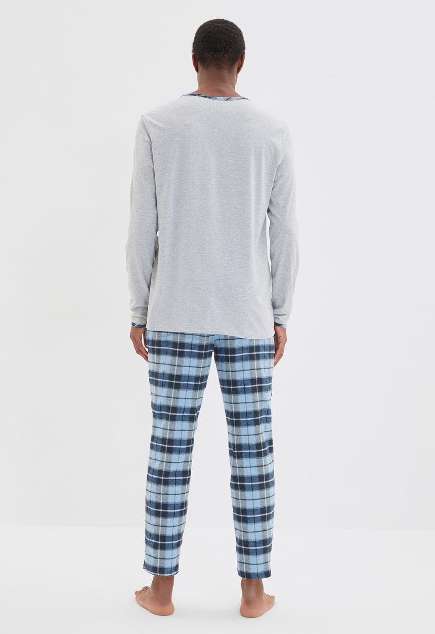 Trendyol - Check pants sleep set - grey & blue