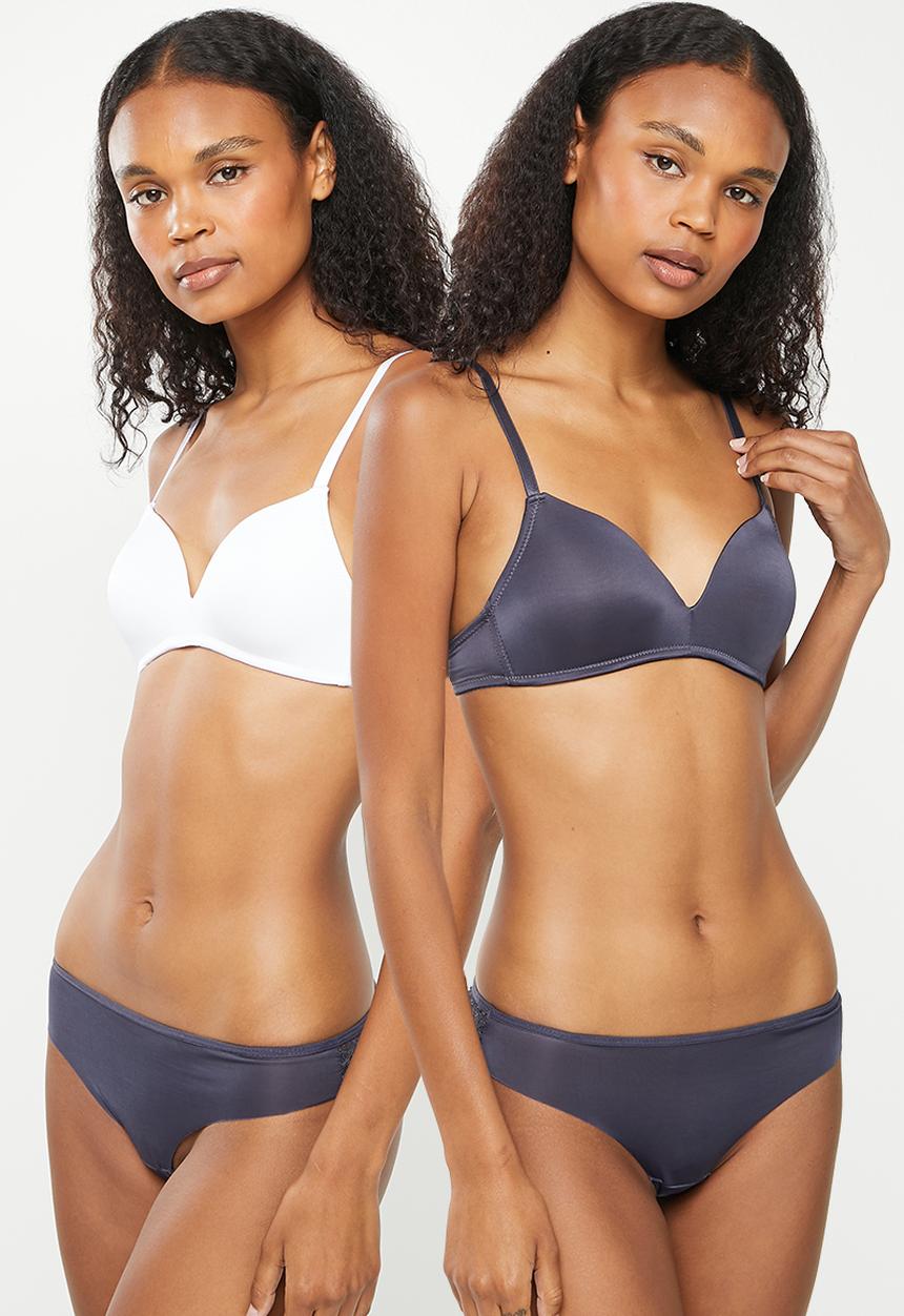 KANGOL - 2 pack non wire comf bra - petrol & white