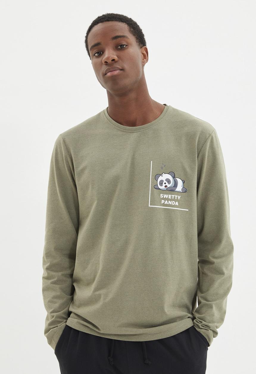 Trendyol - Sleepy panda sleep set - khaki