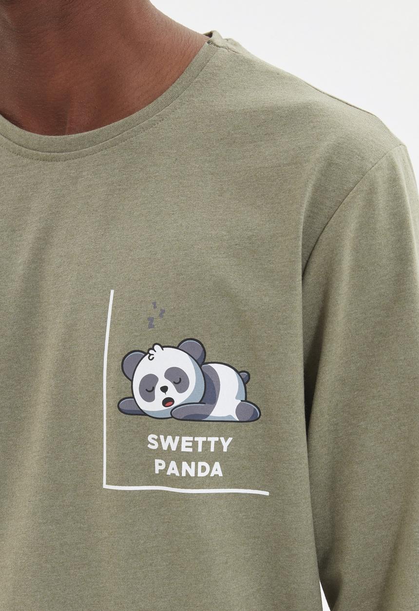 Trendyol - Sleepy panda sleep set - khaki