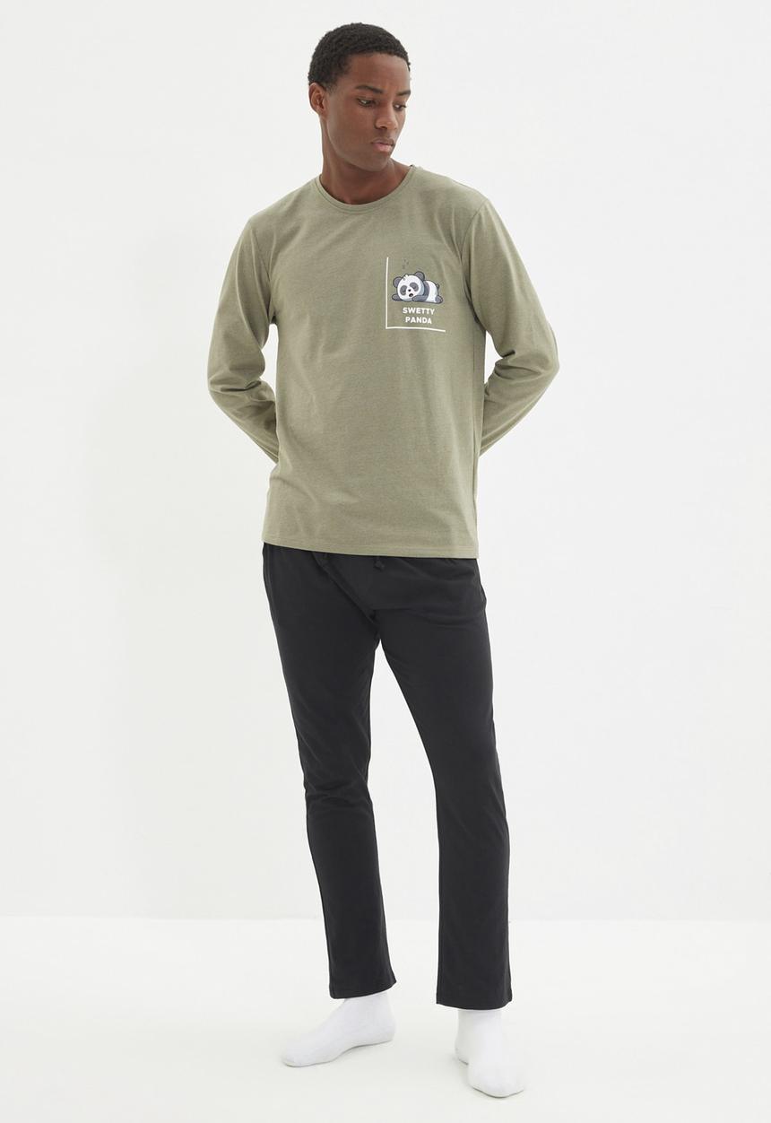 Trendyol - Sleepy panda sleep set - khaki