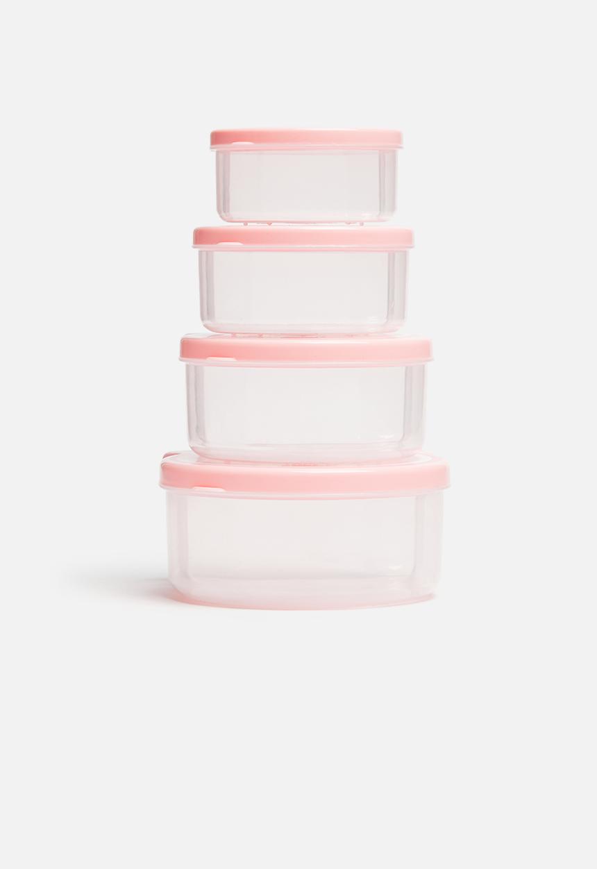 H&S - Girl bear snack box set of 4 - pink