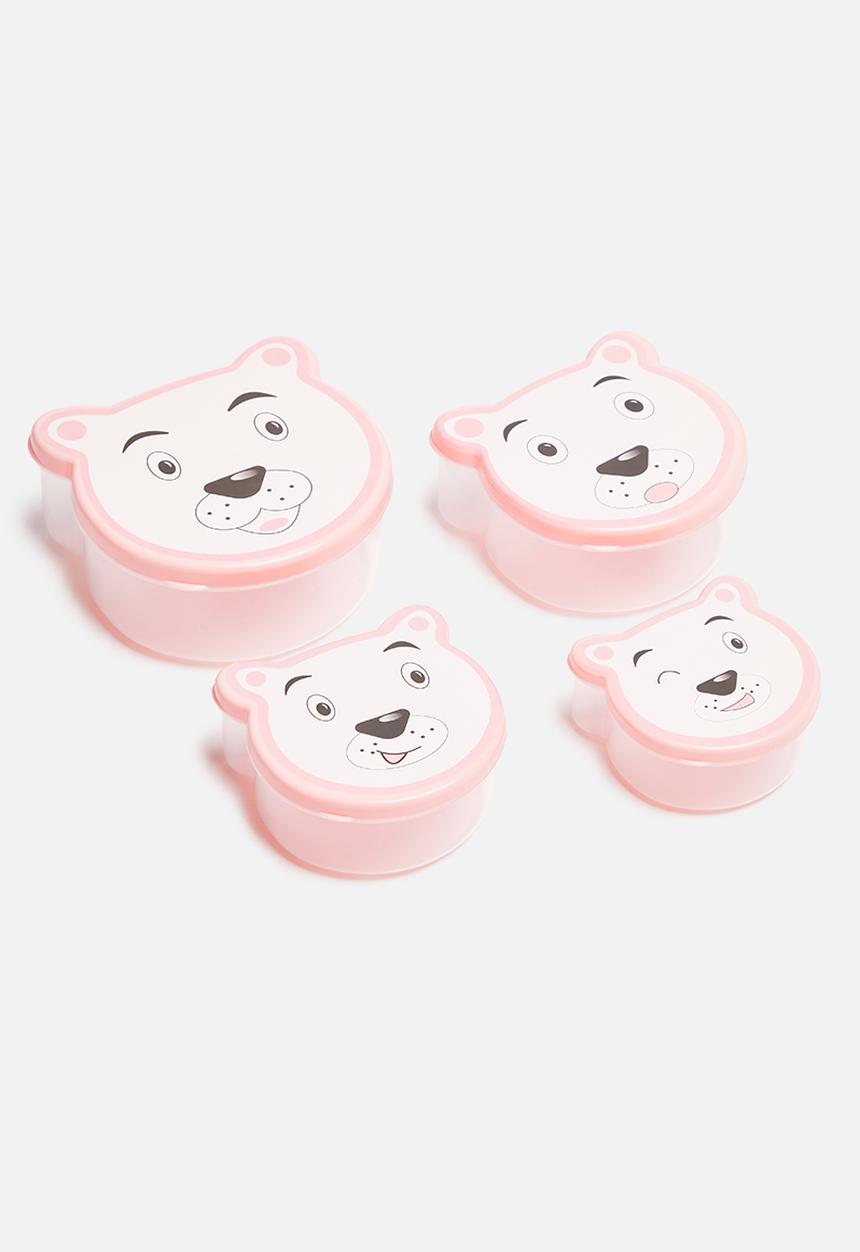 H&S - Girl bear snack box set of 4 - pink