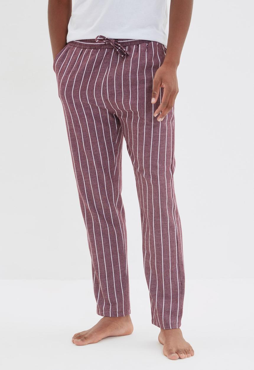 Trendyol - Stripe sleep pants - burgundy & white