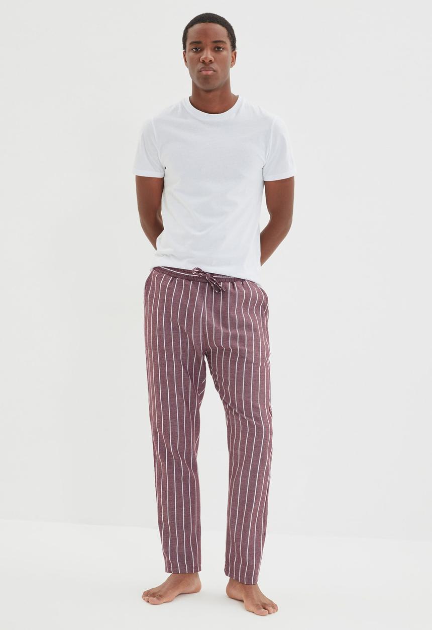 Trendyol - Stripe sleep pants - burgundy & white
