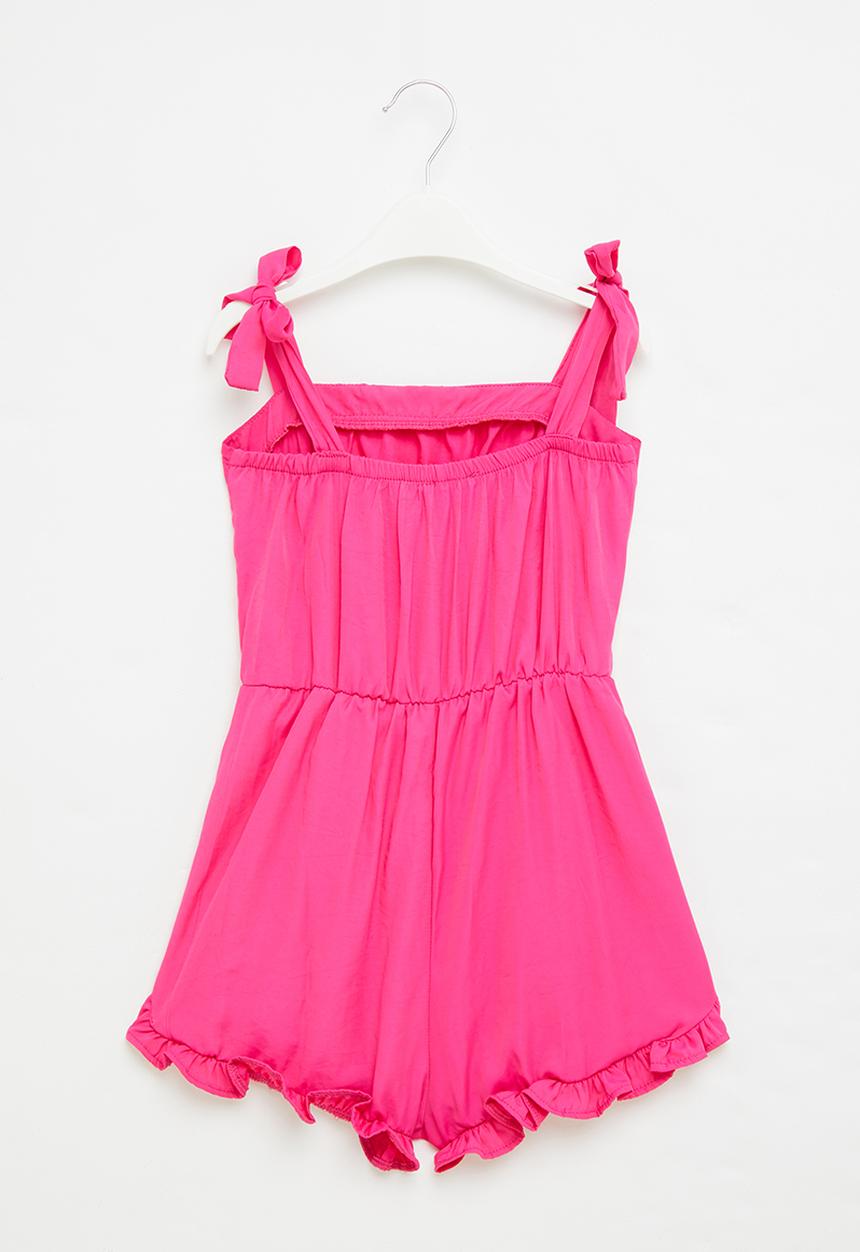 Me&B - Strappy shortall with frill detail - pink