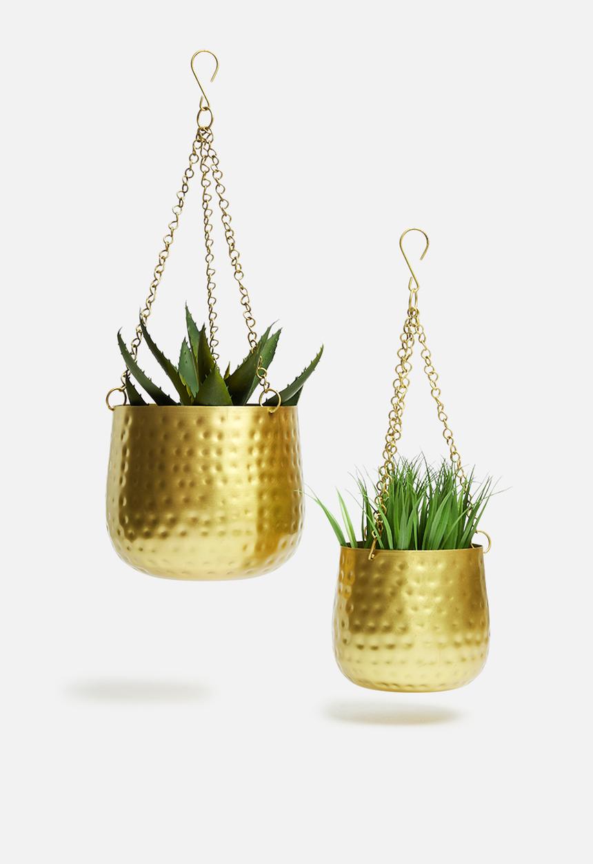 H&S - Flowerpot hang set of 2 - gold