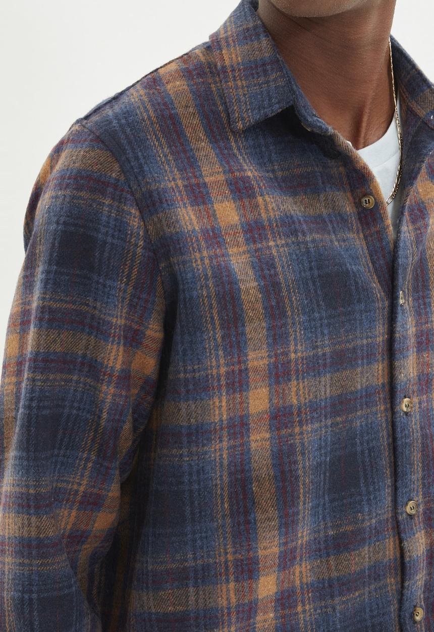 Trendyol - Long sleeve check shirt - mustard & navy 