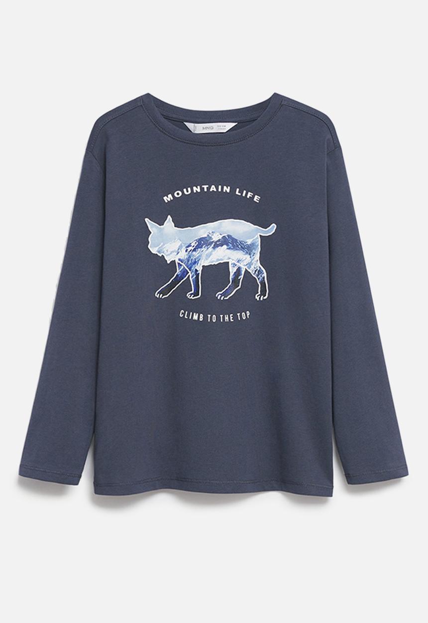MANGO - T-shirt lynx - medium blue