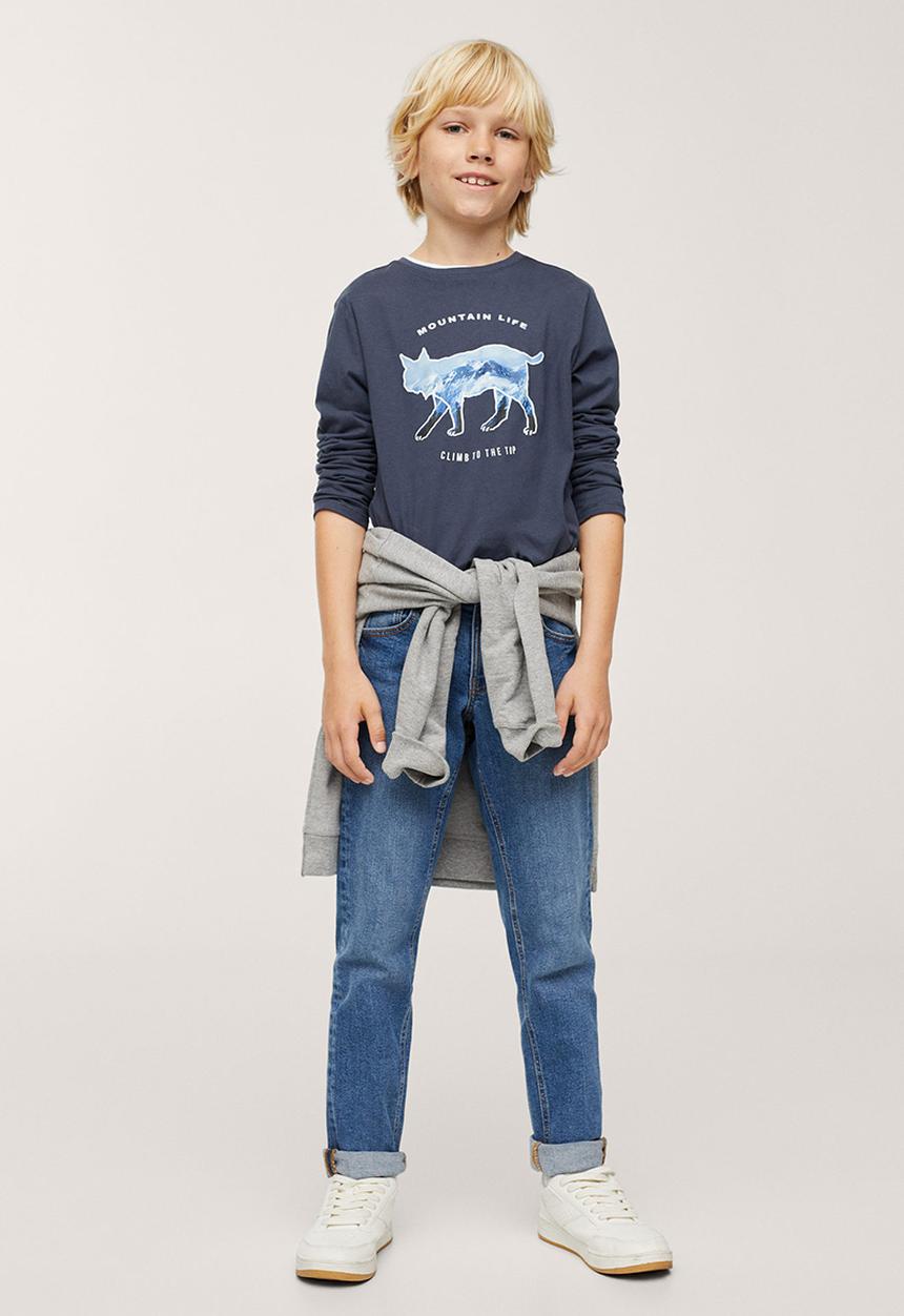 MANGO - T-shirt lynx - medium blue