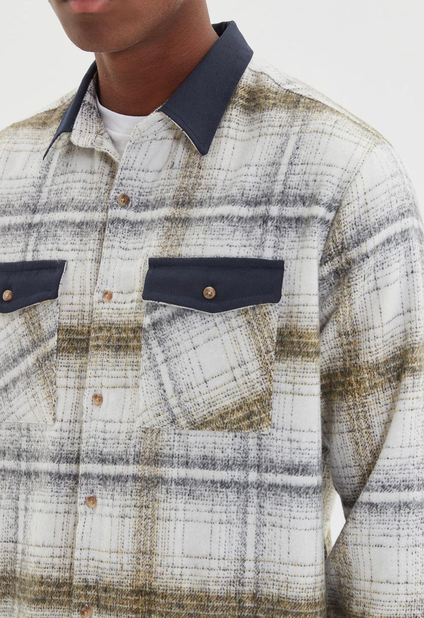 Trendyol - Long sleeve check shirt - ecru