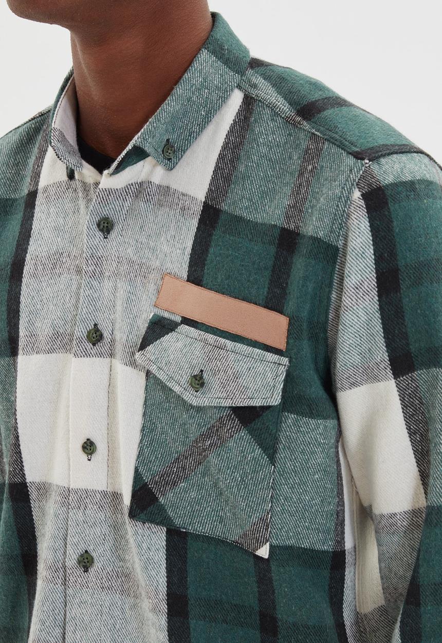 Trendyol - Long sleeve check shirt - green