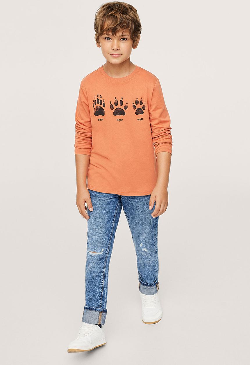 MANGO - T-shirt husky - orange