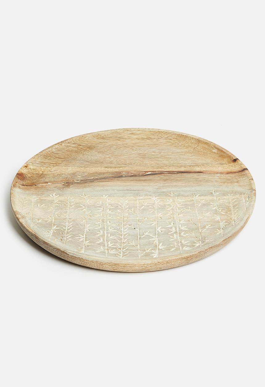 H&S - Flower mango wood plate - natural
